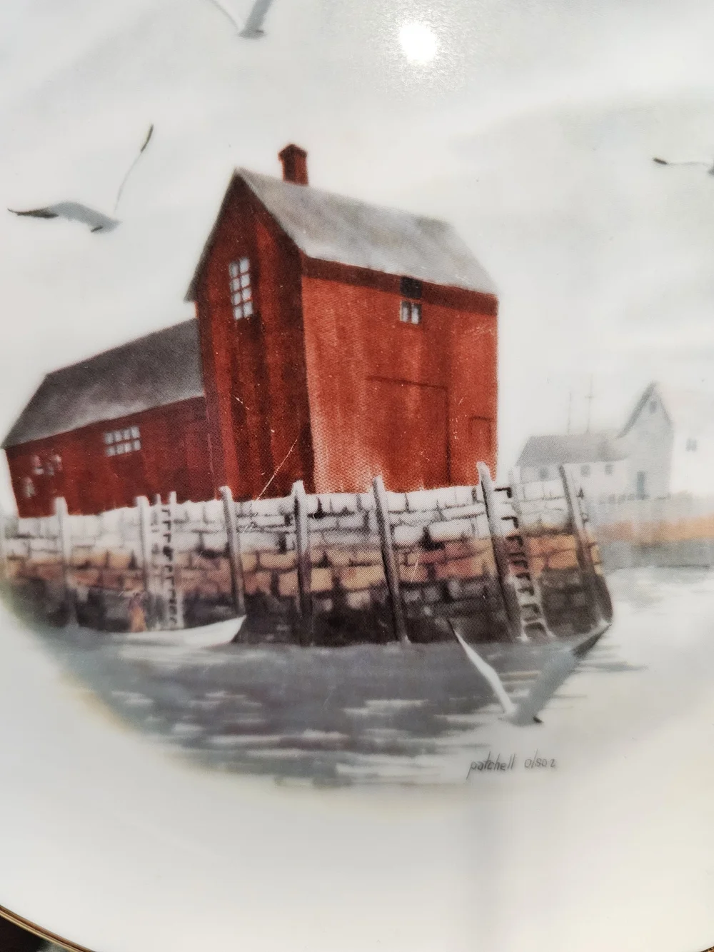 Vintage 1989 Patchell Olson Collector Plate Motif No. 1 Rockport MA Boathouse